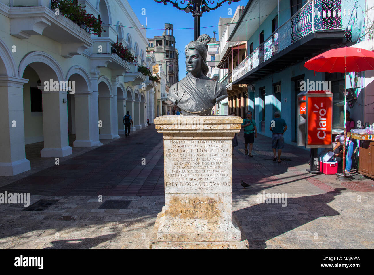 Sculpture de Don Bartolomé Colon ou Bartholomé Colomb, Santo Domingo, République Domnican Banque D'Images