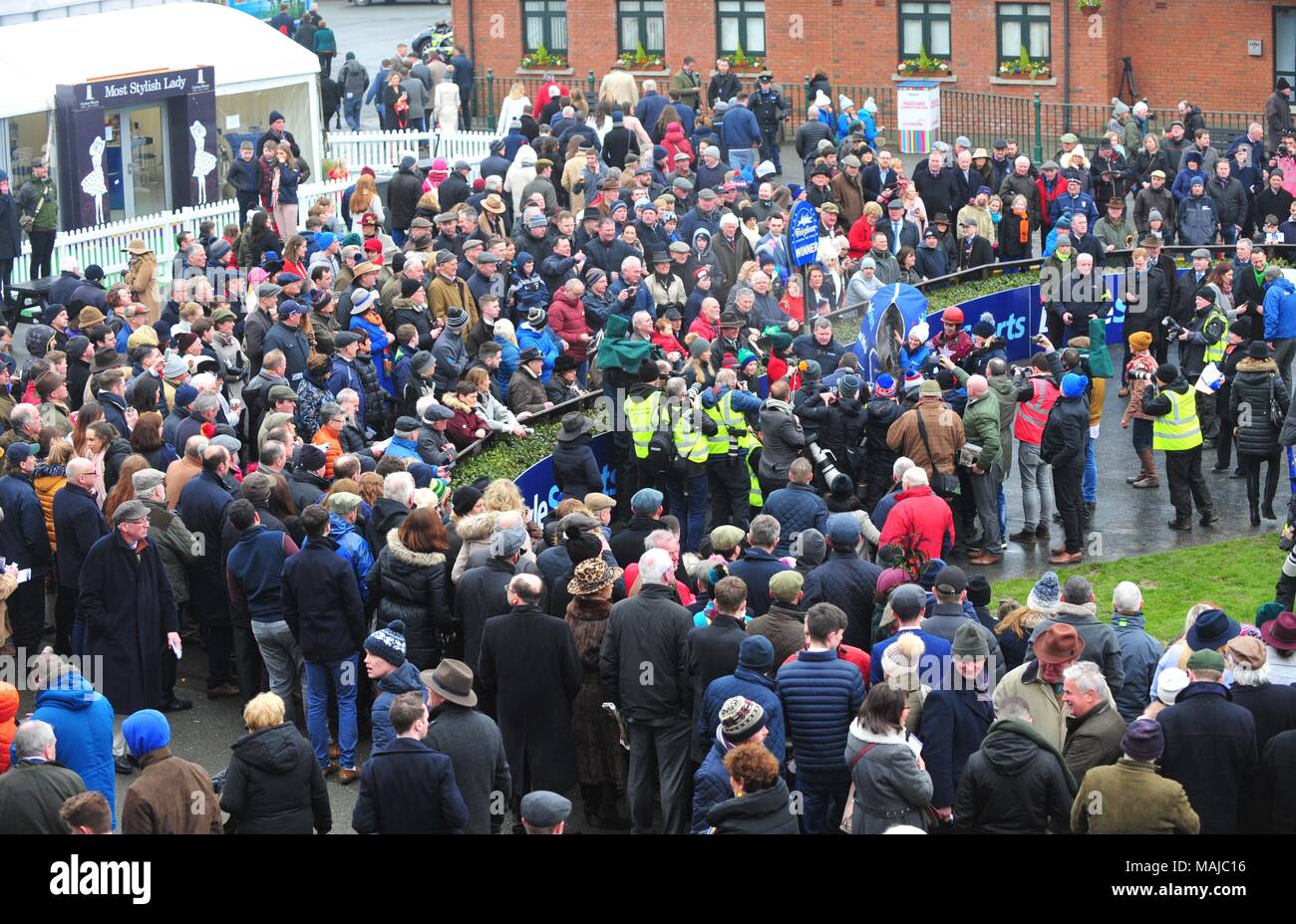 Principe général montée par JJ Slevin dans la parade ring après avoir remporté le Grand National irlandais BoyleSports Chase pendant grand Irlandais BoyleSports Journée nationale de la fête de Pâques 2018 à l'Hippodrome Fairyhouse Ratoath, Meath, Co.. Banque D'Images