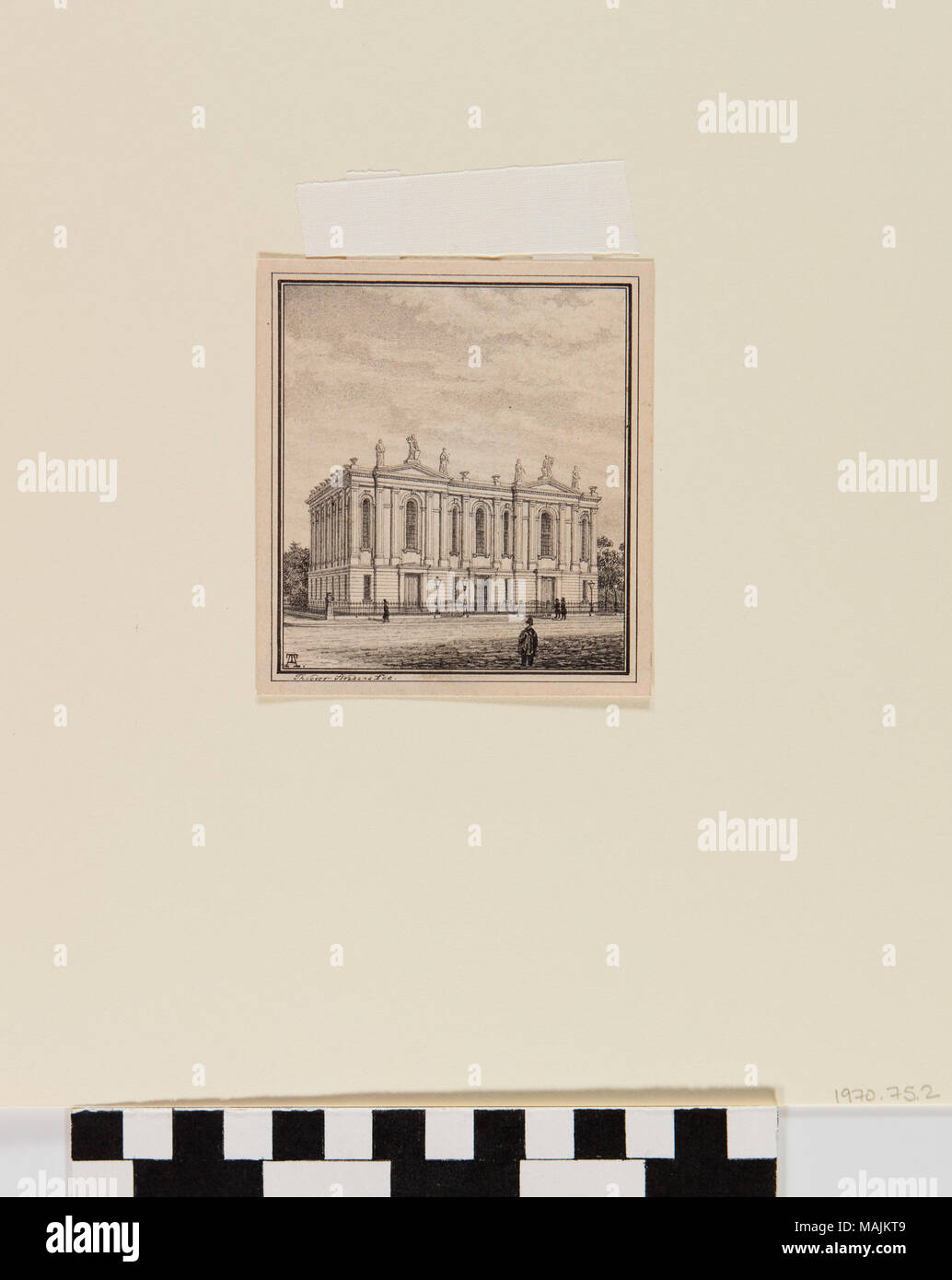 Un crayon et l'encre de l'École de médecine à l'Université de Saint-Louis, plus communément appelé Pape's Medical College. Titre : Dessin à l'encre de Saint Louis Medical College (Pope's Medical College) par Theodor Anders . Entre 1853 et 1855. Anders, Theodor Banque D'Images