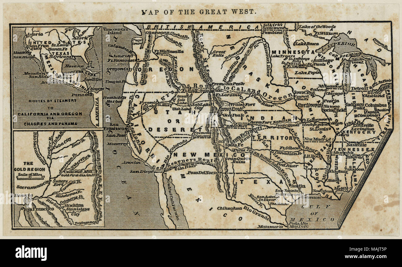 Titre : Carte du grand Ouest. À partir de 'Collections historiques de la Great West' par Henry Howe. Cincinnati, 1854, p. 349. . 1856. Banque D'Images