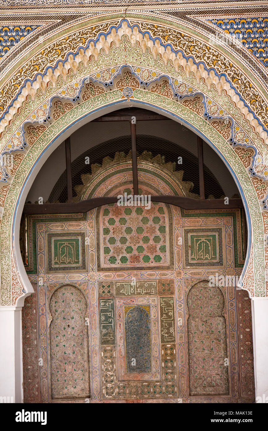 Maroc, Fes, Fes el Bali, Medina, mosquée de Kairaouine, Mosquée d'al-Qarawiyyin, porte en arc Banque D'Images