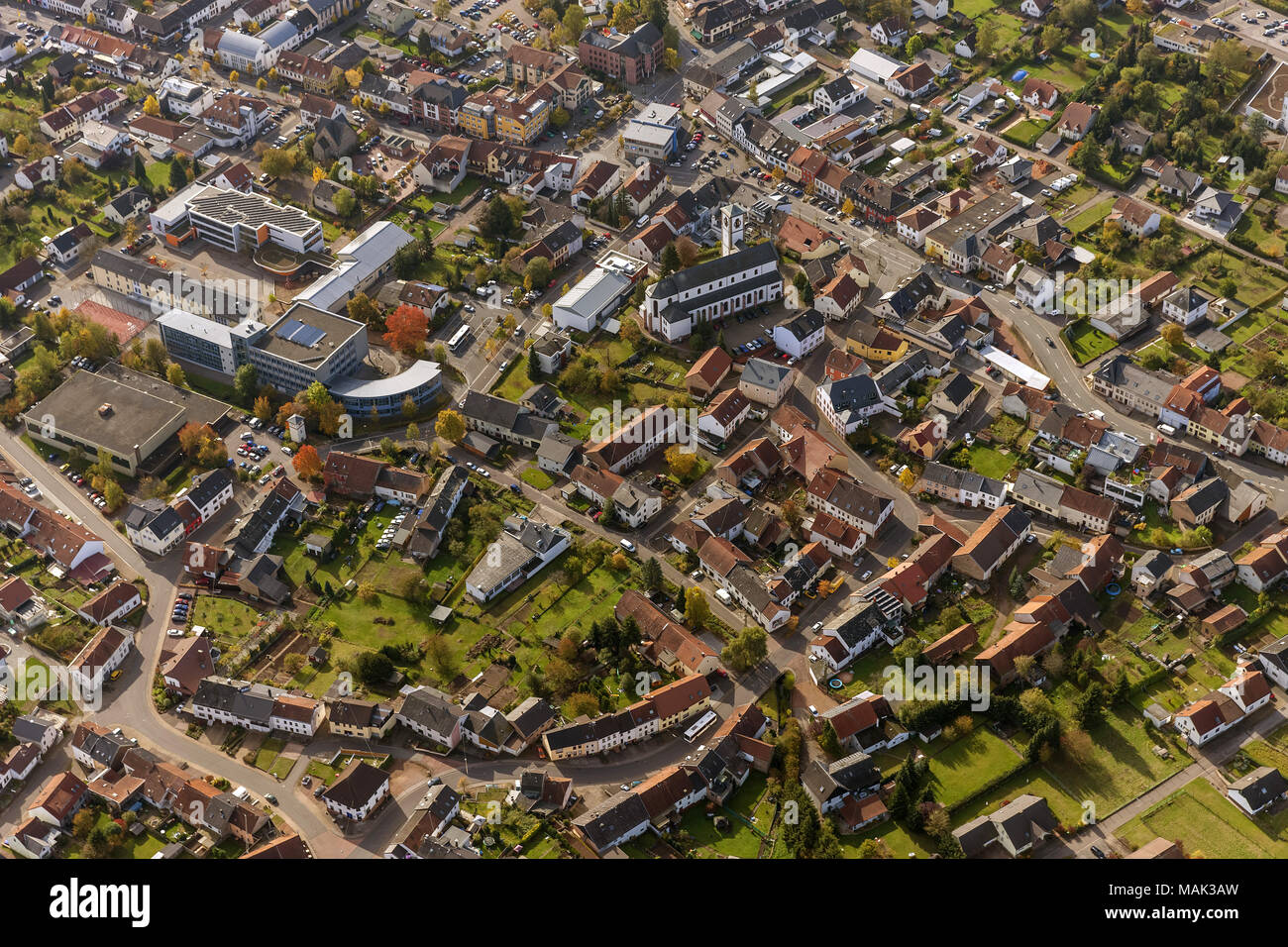 Voir 14, Sarre, Rhénanie-Palatinat, Allemagne, Europe, Greimerath, vue aérienne, les oiseaux-lunettes de vue, vue aérienne, la photographie aérienne, des pho Banque D'Images