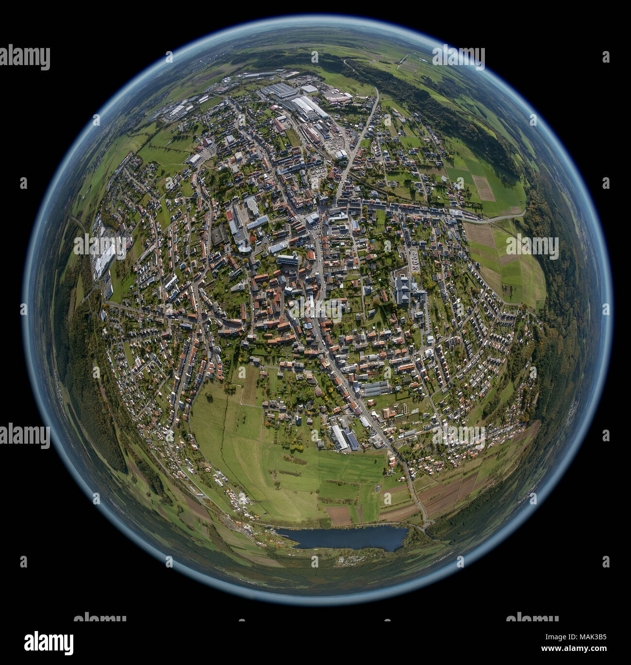 Voir 14, Sarre, Rhénanie-Palatinat, Allemagne, Europe, Greimerath, vue aérienne, les oiseaux-lunettes de vue, vue aérienne, la photographie aérienne, des pho Banque D'Images