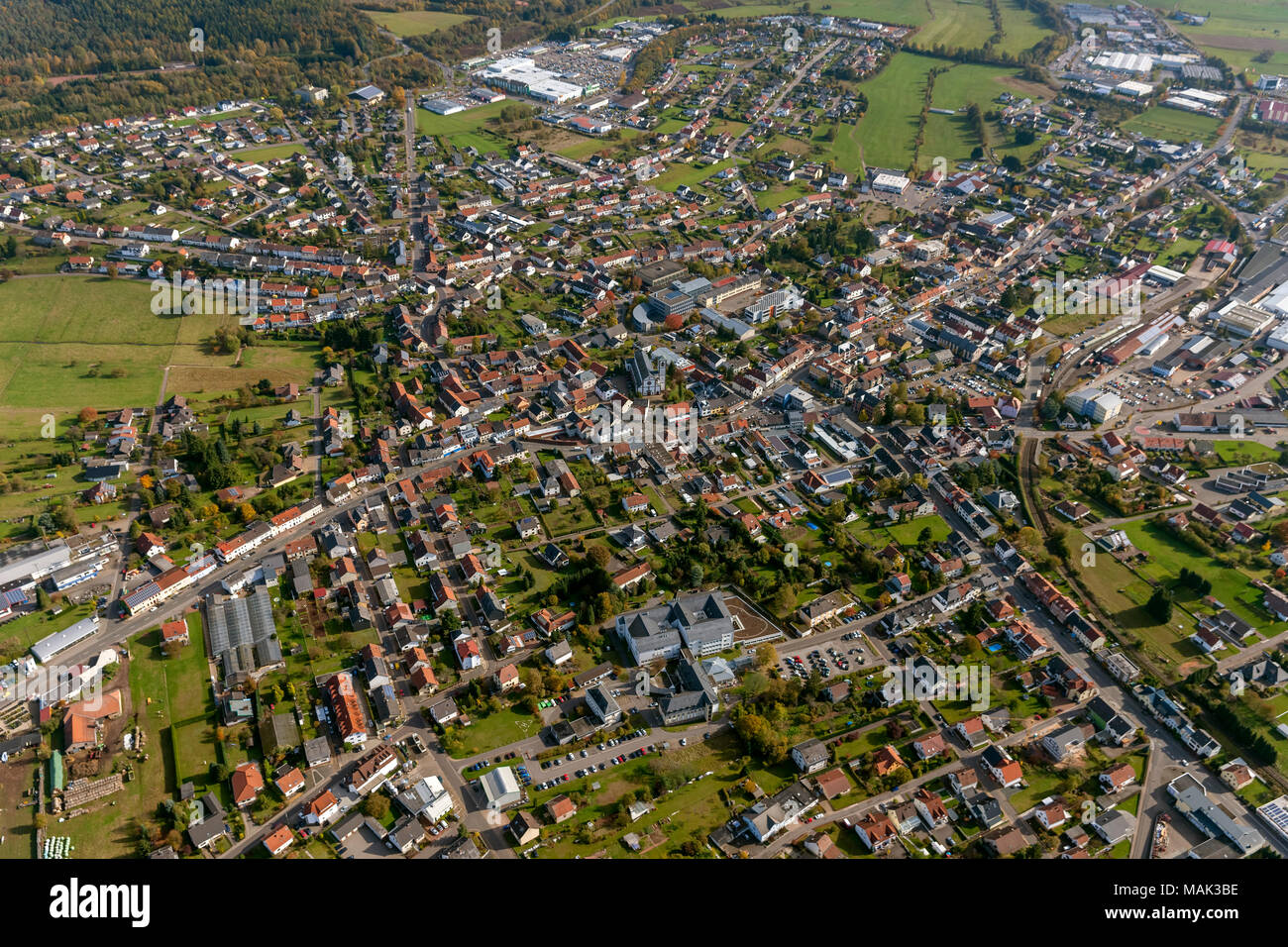Voir 14, Sarre, Rhénanie-Palatinat, Allemagne, Europe, Greimerath, vue aérienne, les oiseaux-lunettes de vue, vue aérienne, la photographie aérienne, des pho Banque D'Images