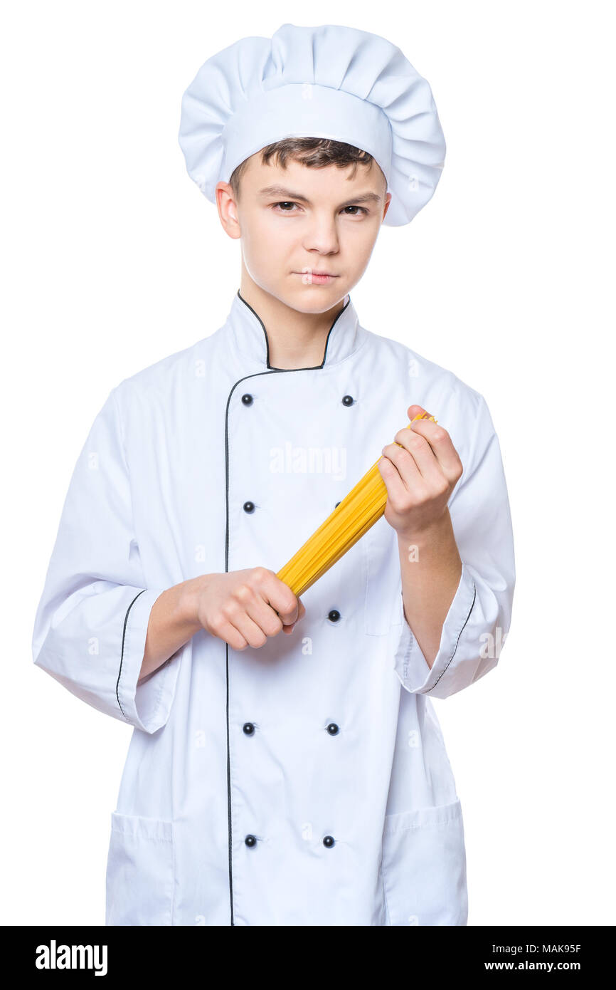 Teen boy wearing uniformes chef Banque D'Images
