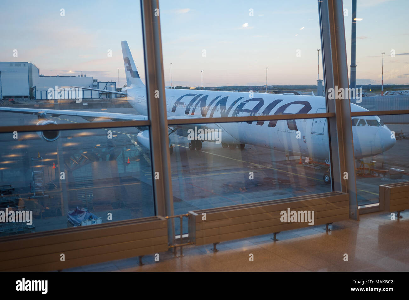 Helsinki, Finlande, les aéronefs de passagers de Finnair à l'aéroport d'Helsinki-Vantaa Banque D'Images