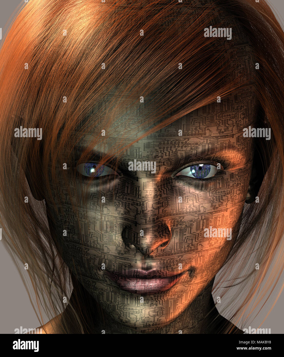 Femme avec la technologie de l'Œil de la Terre Banque D'Images