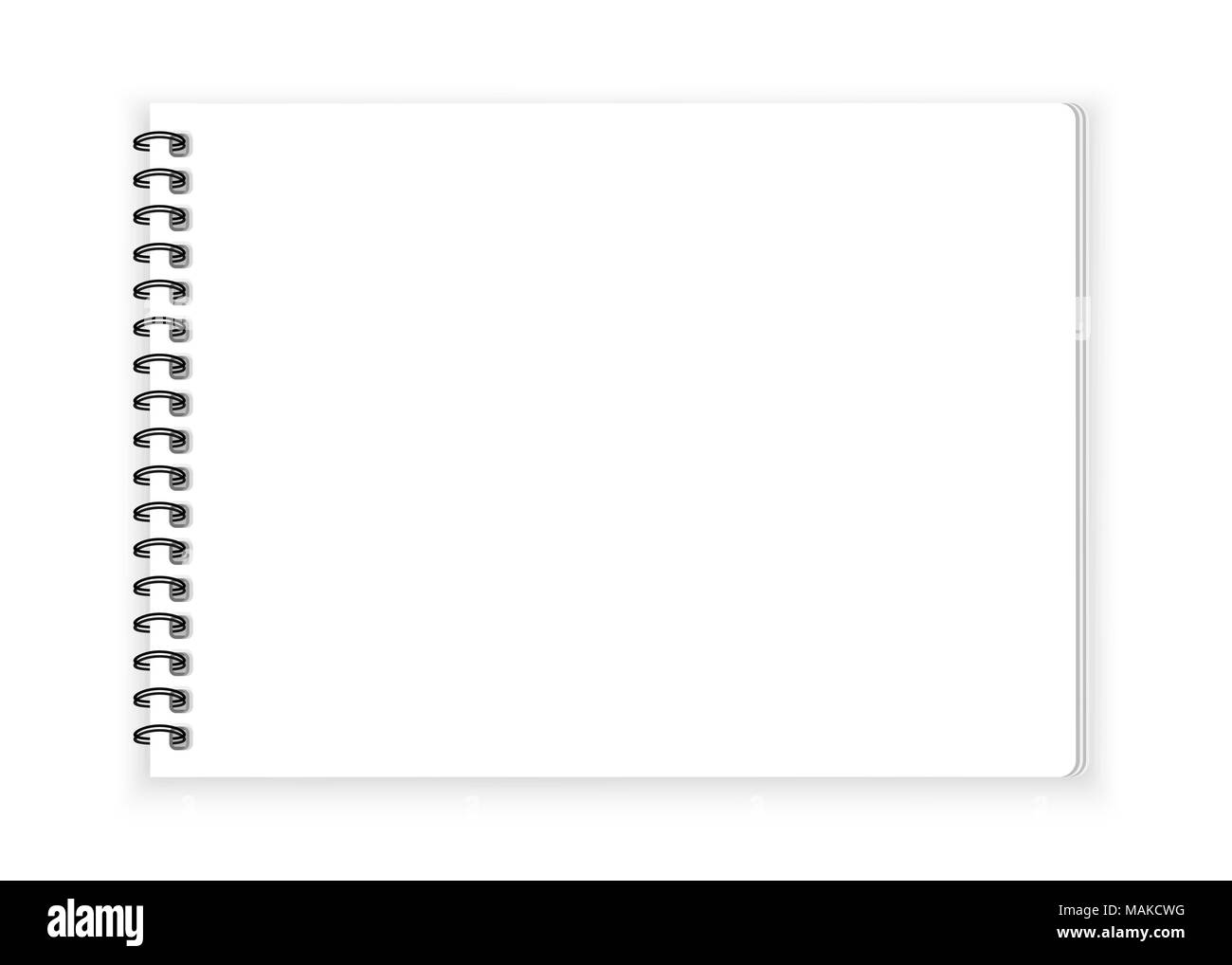 Carnet à spirales sur fond blanc vector Image Vectorielle Stock - Alamy