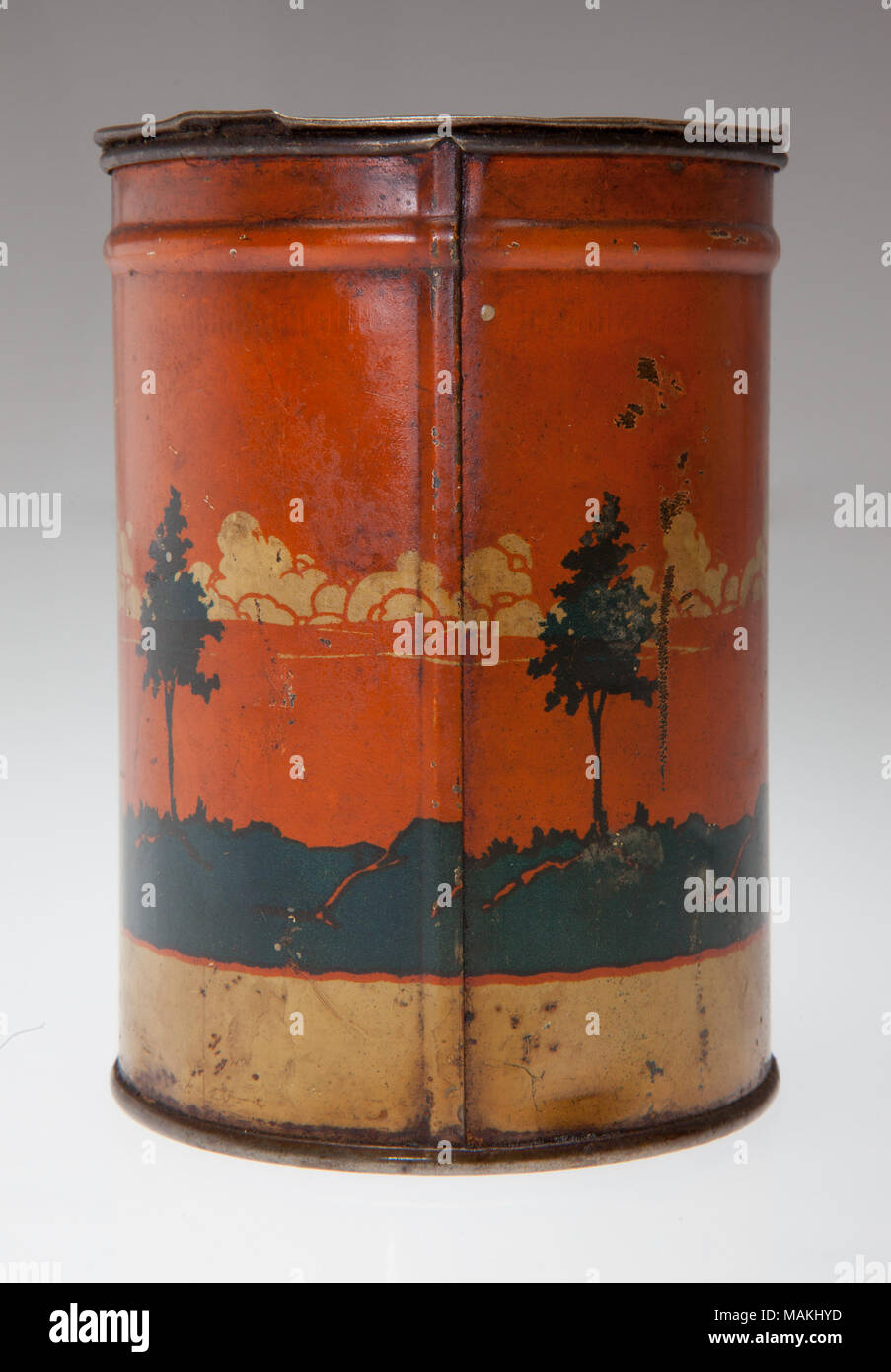 Orange, bleu et blanc tourné sur place peut de Schaeffer Bros. & Powell Mfg Co. Title : Spot Shot peut . vers 1915. Banque D'Images