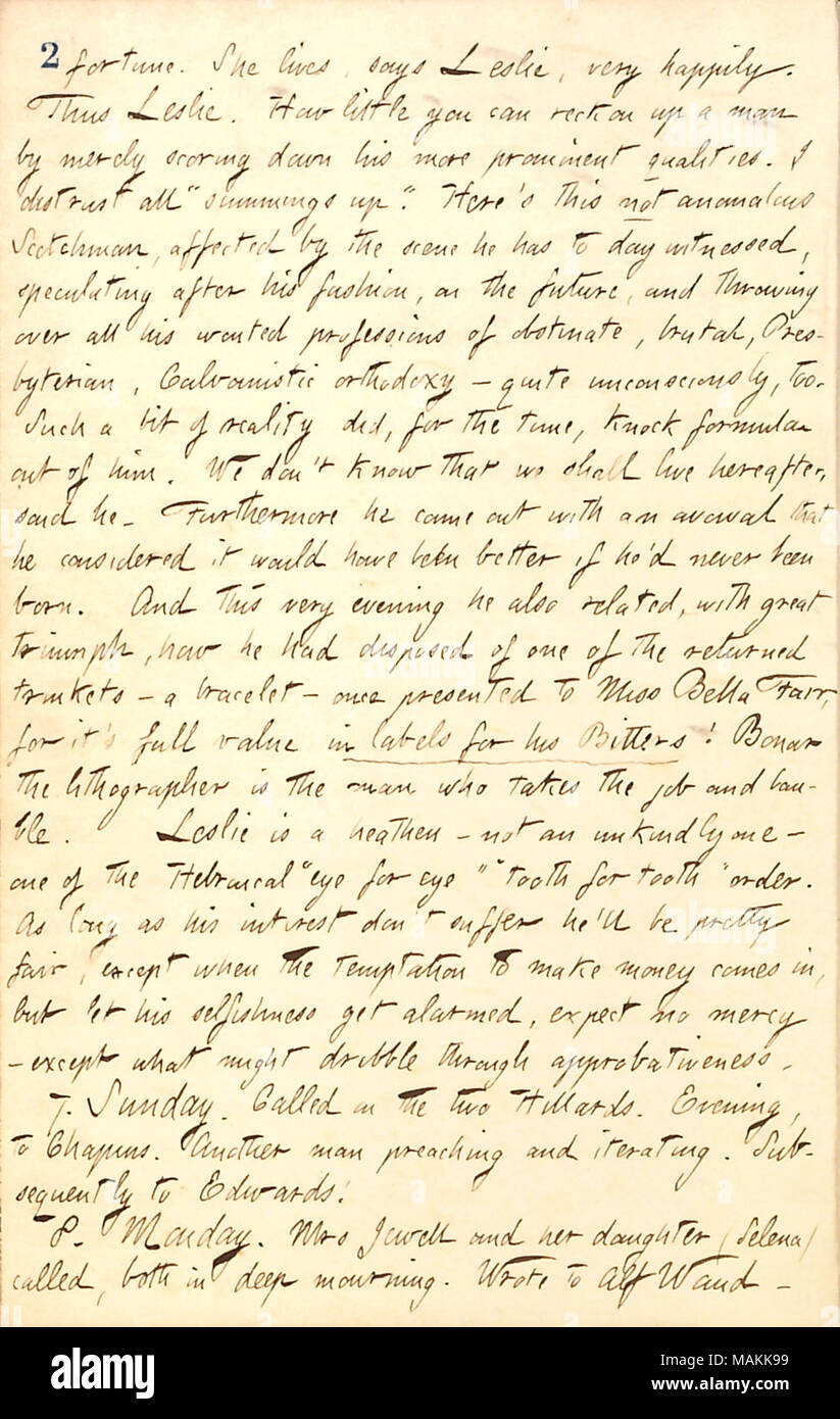 Décrit ses collègues boarder, William Leslie. Transcription : fortune. Elle [Mme. Kendall] vit, dit [William] Leslie, très heureux. Ainsi, Leslie. Comment peu vous pouvez attendre d'un homme par sa notation simplement plus importantes qualités. Je me méfie tout ?ǣ'summings.' Voici ce anormal pas Scotchman, touché par la scène qu'il a vu le jour à spéculer, après son mode, sur l'avenir, et jetant sur tous ses wonted professions d'obstiné, brutal, l'Église presbytérienne, l'orthodoxie Calvanistic ? Tout à fait inconsciemment, aussi. Comme un peu de la réalité n'a, pour l'heure, formule knock out de lui. Nous ne faisons pas Banque D'Images