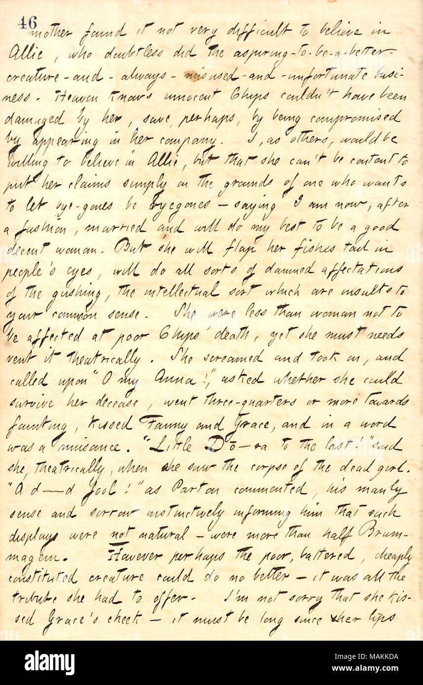 En ce qui concerne la relation avec Vernon allie la famille Thomson. Mère : Transcription [Sophy Thomson] trouvé c'est pas très difficile de croire en allie [Vernon], qui n'a sans doute l'aspirant-à-être-a-mieux-créature-et-toujours-abus-et-malheureux. Dieu sait innocent Chips [Anna Thomson] ne pouvait pas avoir été endommagées par elle, sauf, peut-être, mais le fait d'être compromise en apparaissant dans son entreprise. J'ai, comme d'autres, seraient disposés à croire à Allie, mais qu'elle ne peut pas être content de mettre ses prétentions au simple motif de l'un qui veut laisser bye-gones être byegones ? Dire que je suis devenu, après une Banque D'Images