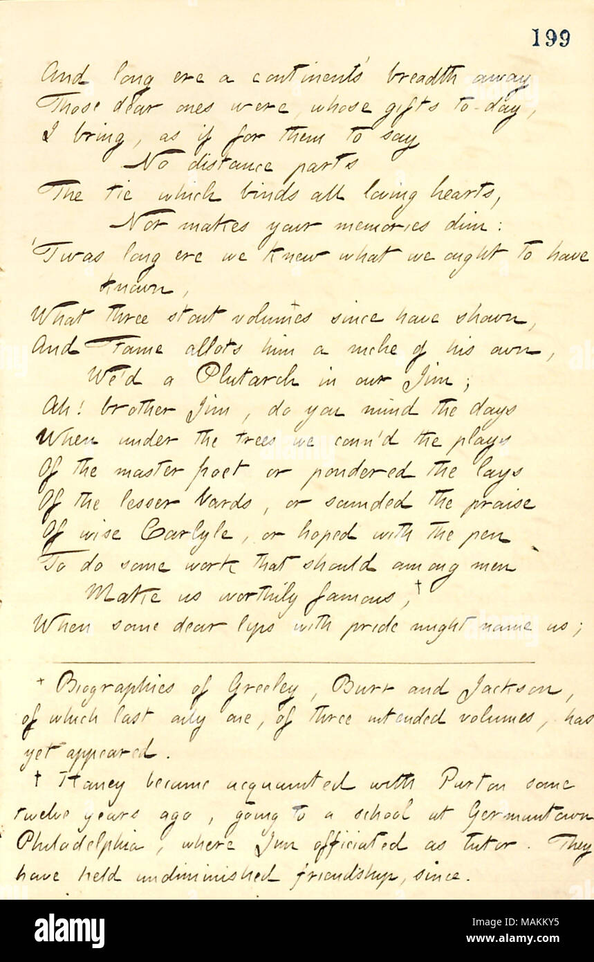 Jesse Haney Poème de Noël, qui a été lu à la famille Edwards's 1859 fête de  Noël. Transcription : Et une ere continents ? Étendue loin ces très chers  étaient, dont les