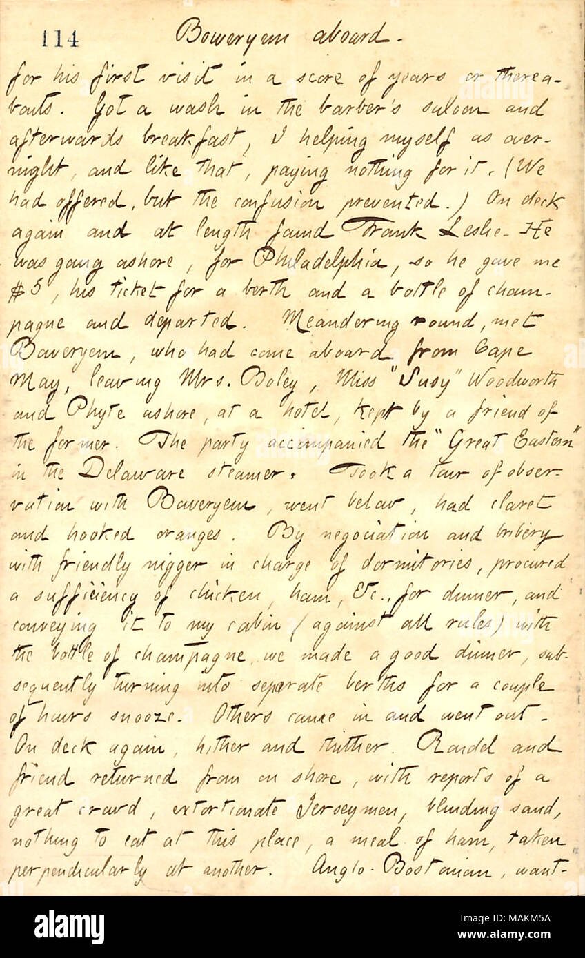 Décrit une excursion à bord du Great Eastern. Titre : Thomas Butler Gunn Diaries : Volume 13, page 127, le 31 juillet 1860 . 31 juillet 1860. Gunn, Thomas Butler, 1826-1903 Banque D'Images