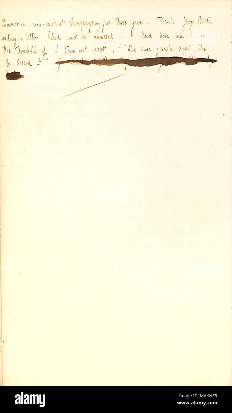 Donne son avis à propos de la nouvelle année. Cimmérien : transcription-non-existant faisant campagne pour trois ans. Ici ?s George Bolton écrit une lettre, (qu'il faut répondre.) Et me voici, sur le seuil de je ne sais quoi.  ?Assurez-vous ǣBe ?re à droite, puis aller de l'avant aller de l'avant si [mots rayés] / Titre : Thomas Butler Gunn Diaries : Volume 2, page 32, Décembre 31, 1850 . Le 31 décembre 1850. Gunn, Thomas Butler, 1826-1903 Banque D'Images