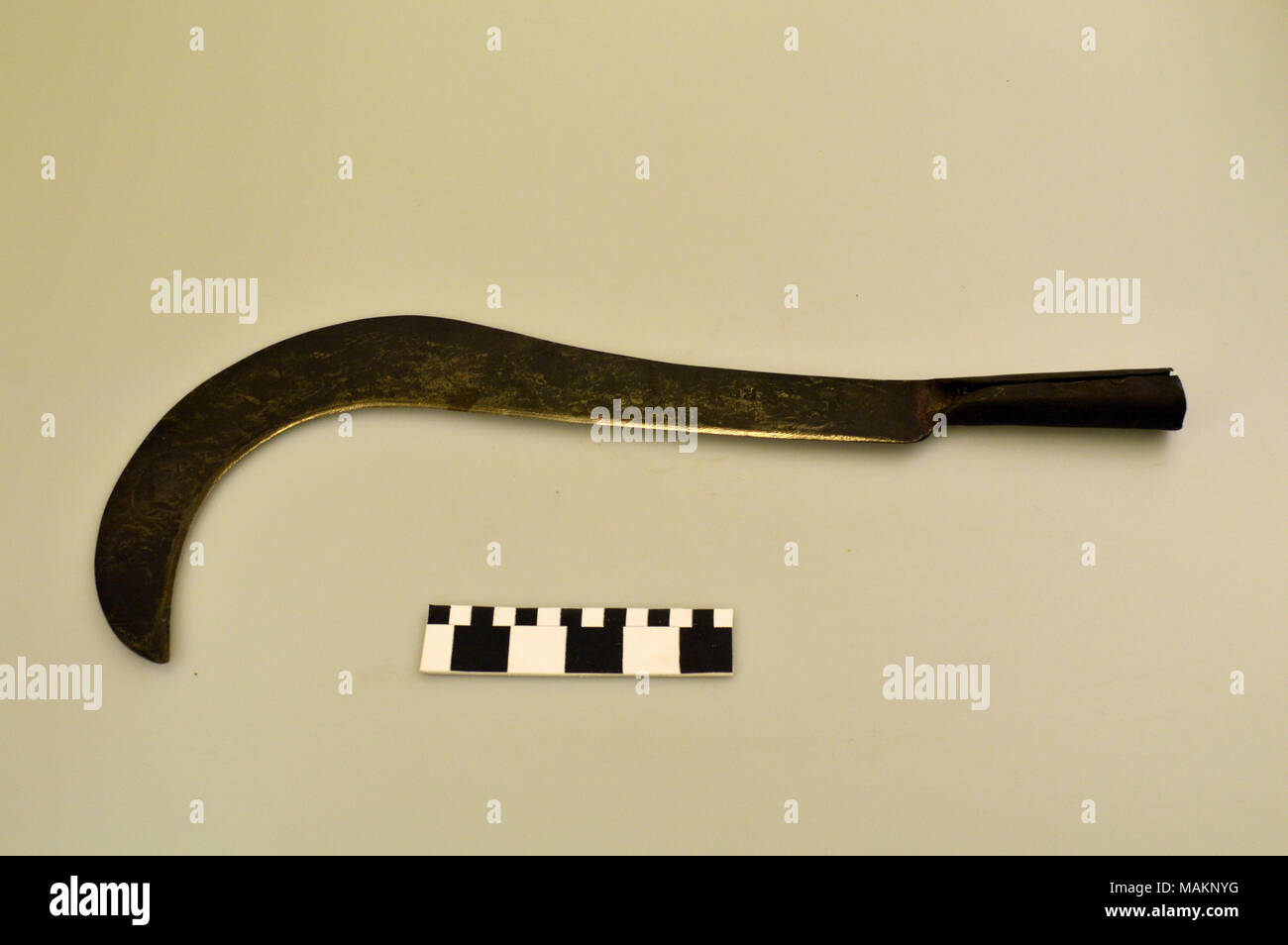 Forgée main, couteau sans élagage hafting utilisé par les jésuites au Séminaire de Saint Stanislaus florissant, Missouri pour leur production agricole. Titre : L'élagage couteau utilisé par les Jésuites, au séminaire Saint Stanislas . Entre 1850 et 1920. Banque D'Images