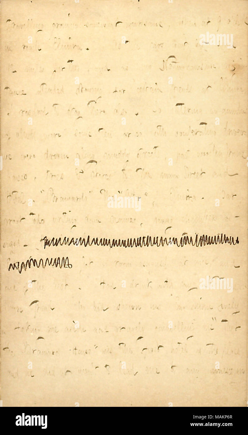 Décrit un arrêt à Elmira, New York, en route vers Niagara Falls. Transcription : voyager un peu plus en plus pénible, lorsqu'au 9 o ?clock on arrive à Elmira. Comme les voitures sont allés mais quelque 12 milles pour cela, et comme ma Bretagne connaissance destiné restant pour certains amis à Elmira, je résolus d'y rester aussi. Par conséquent, l'entrée d'un bill omnibus qui avait quelques dizaine de vociférer avec chauffeur nous avons été conduits le long de rues boueuses, ancien cadre en bois maisons, arbres et magasins de la rue principale et l'hôtel, le ?ǣBrainards ? Le ?ǣAstor, ? D'Elmira. Excellent bar todo écrire les noms, avoir les chambres dans s Banque D'Images