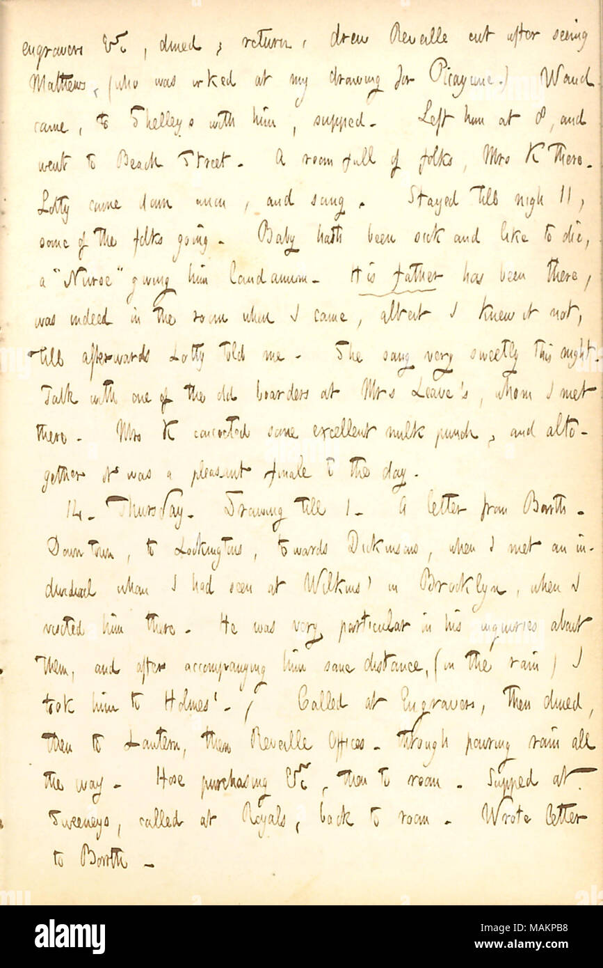 Mentionne Que Lotty Kidder S Bebe Est Malade Transcription Graveurs C Dine Retour A Appele La Diane Couper Apres Avoir Vu Corneille Mathews Qui A Ete Contrarie A Mon Dessin De Picayune