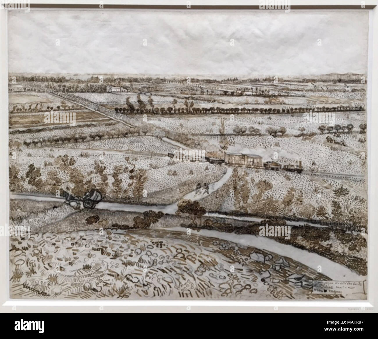 La Crau de Montmajour, Vincent van Gogh, 1888, un dessin à l'encre brune sur craie noire + fran ?ais- ? : C. Van Gogh, la Crau depuis Montmajour, 1888, crayon et encre brune, British Museum . 5 juin 2015, 12:52:28. Vincent van Gogh -8530)-- Alternative Names Vincent Willem van Gogh, peintre néerlandais Description tiroir et graveuse Date de naissance/décès 30 mars 1853 - 29 juillet 1890 Lieu de naissance/décès Zundert Auvers-sur-Oise entre période de travail vers 1880 et vers juillet 1890 lieu de travail Pays-bas (Etten, La Haye, Nuenen, , avant 1886), Paris (à partir de 1886 jusqu'en 1887), Arles (à partir de 1 Banque D'Images