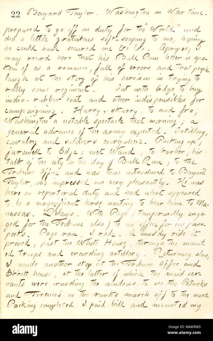 Décrit son deuxième jour à Washington. Titre : Thomas Butler Gunn Diaries : Volume 19, page 30, 10 mars 1862 . 10 mars 1862. Gunn, Thomas Butler, 1826-1903 Banque D'Images