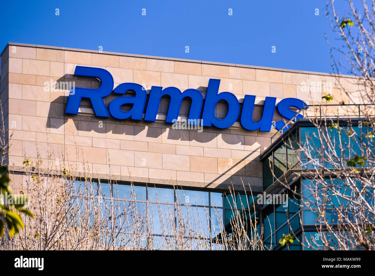 Sunnyvale, CA/USA - 25 mars 2018 : siège de l'entreprise Rambus à Sunnyvale, CA. Rambus est une société de gestion de la technologie. Banque D'Images