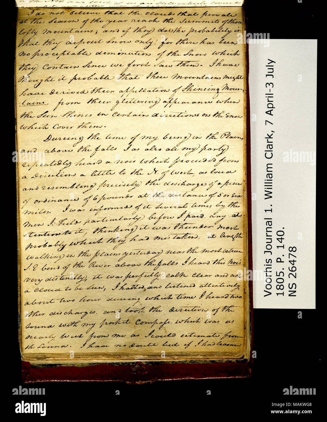 'Je ne crois pas que les nuages qui pervale à cette saison. . .' Title : Clark Family Collection : Volume 1. Journal officiel No 1, Voorhis page 140, 20 juin 1805 . 20 juin 1805. Clark, William, 1770-1838 Banque D'Images