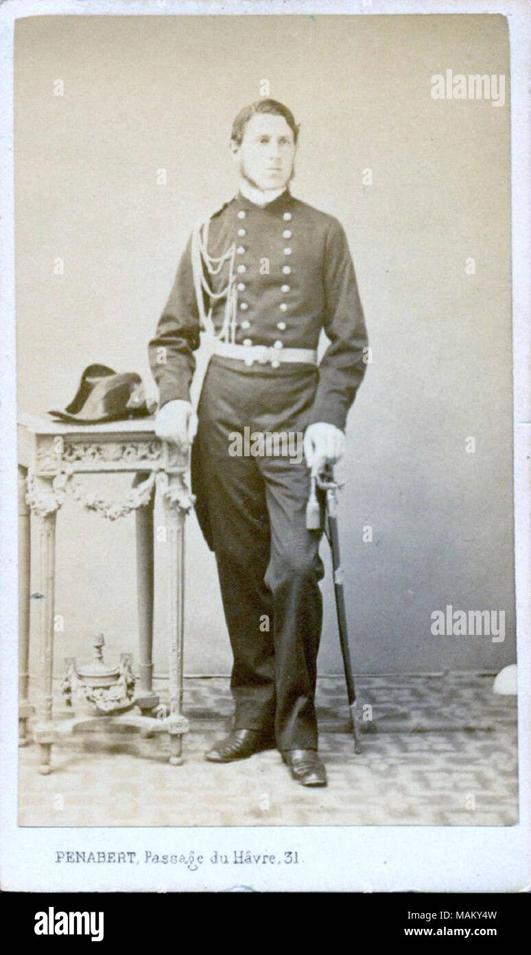 Officier militaire de la marine du Second Empire autour de 1860. Fran ?ais- + ? : Officier militaire de la marine du Second Empire, vers 1860. . Entre 1860 et 1865. Georges Penabert (Paris) photographe (d'Arudy, Pyr + Banque D'Images