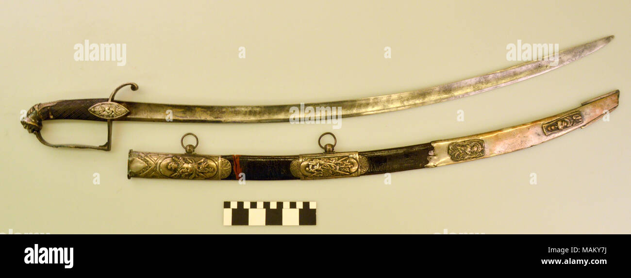 Épée et fourreau utilisé pendant la guerre de 1812 par Stephen Watts Kearny (1794-1848). Kearny commence sa longue carrière militaire comme lieutenant en 1812 et a continué dans les rangs au général. Il s'est distingué notamment dans la guerre du Mexique. Titre : Guerre de 1812 Sabre et fourreau de Stephen Watts Kearny . vers 1812. Banque D'Images