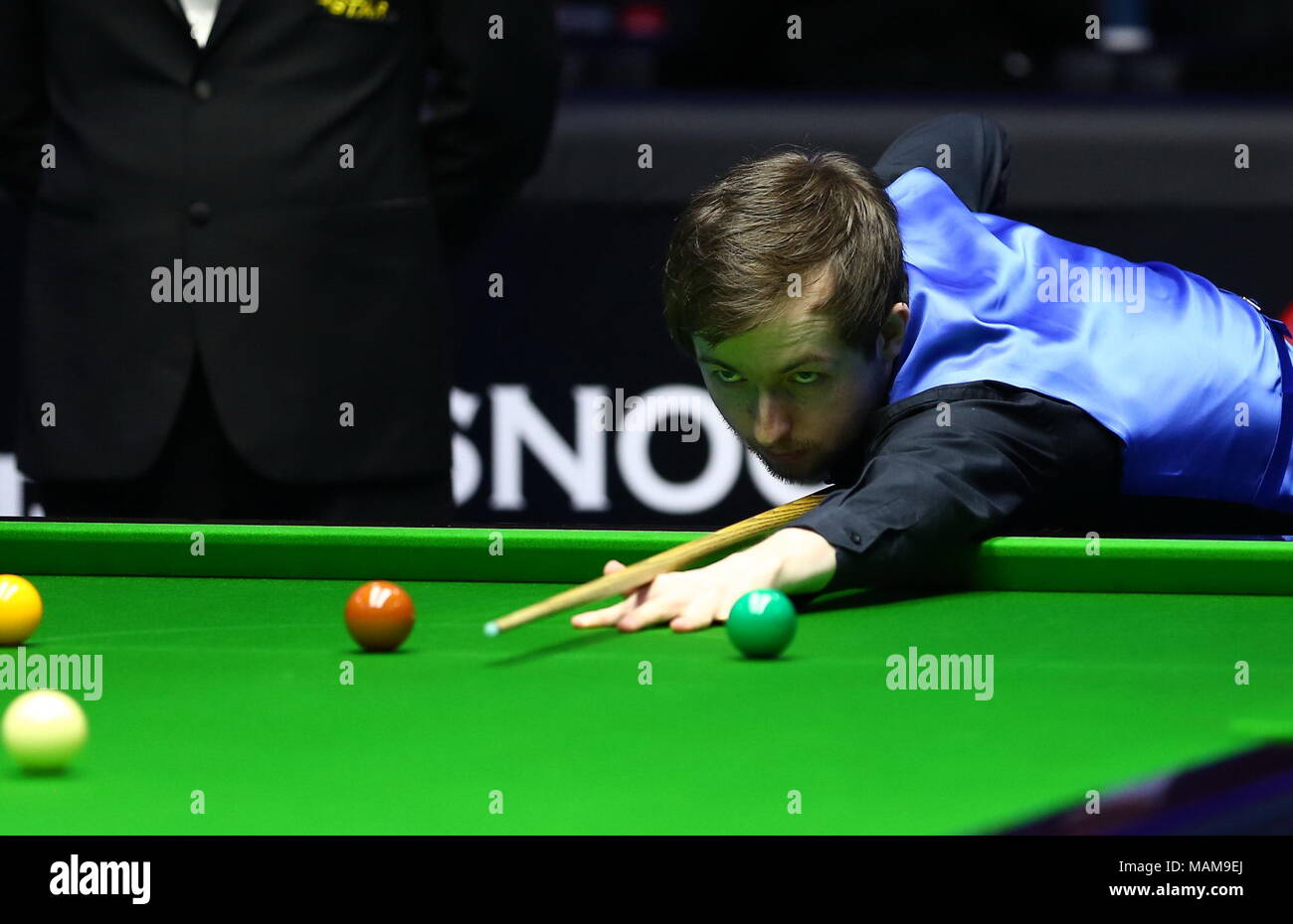 Beijing, Beijing, Chine. 3ème apr 2018. Mark Selby rivalise avec Scott Donaldson à l'Open de Chine de Snooker 2018 à Beijing, le 3 avril 2018. Crédit : SIPA Asie/ZUMA/Alamy Fil Live News Banque D'Images