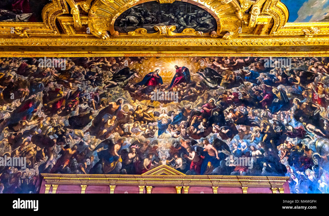 Paradise Paintng Titien Tintoret1587 Sala Del Maggior Consiglo Palazzo Ducale du Palais des Doges Venise Italie. Doge's Palace fut la résidence de la Ve Banque D'Images