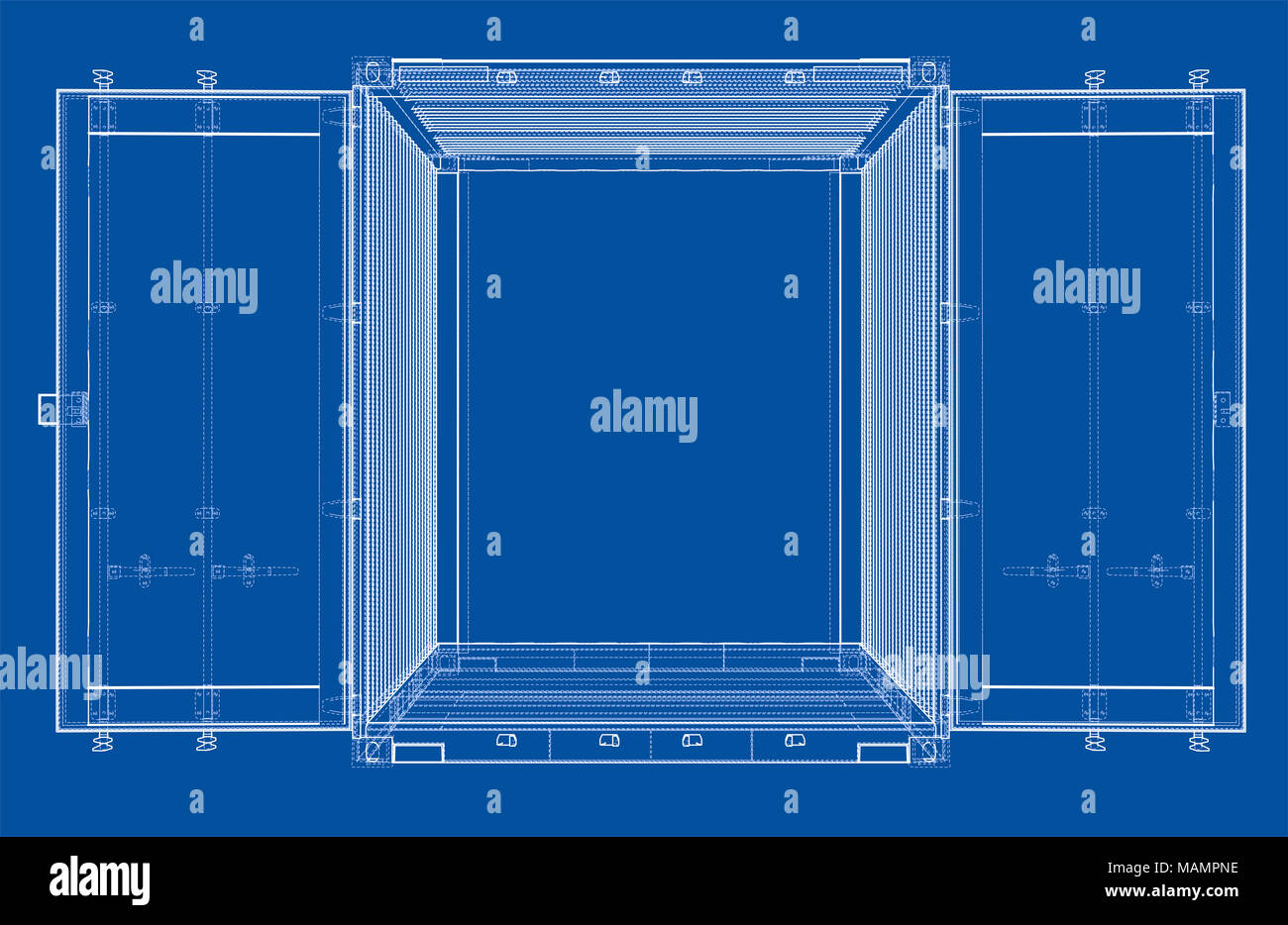 Le conteneur. Style fil de fer Banque D'Images