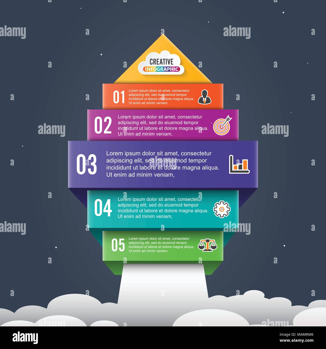 Vector infographic template avec étiquette papier 3D intégrée, des cercles. Concept d'affaires avec des options. Pour le contenu, schéma, organigramme, étapes, pièces, Tim Illustration de Vecteur