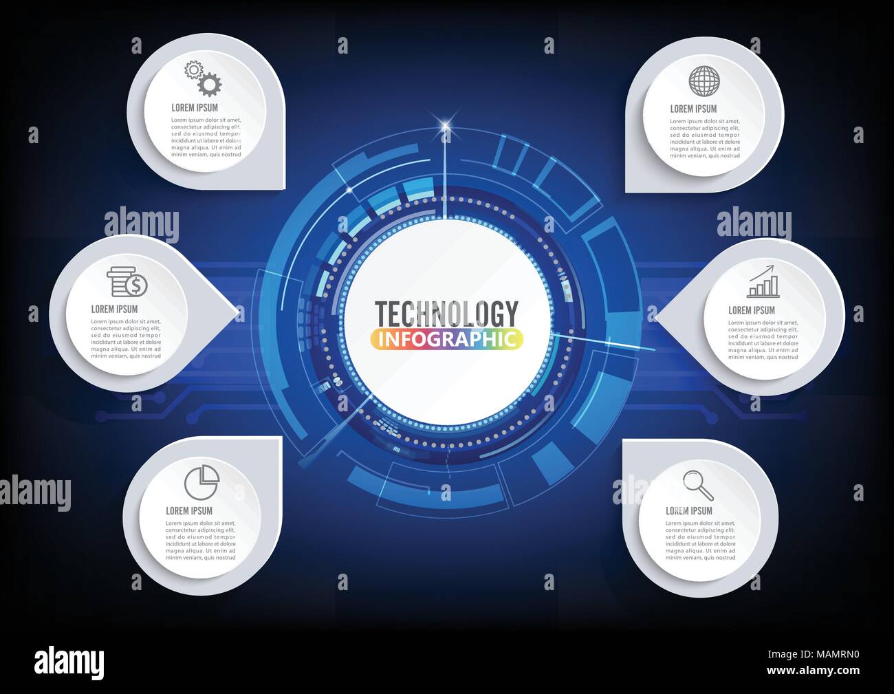 La visualisation de données d'affaires. Tableau du processus. Résumé des éléments du schéma graphique, avec des étapes, des options, des pièces ou des processus. Illustration de Vecteur