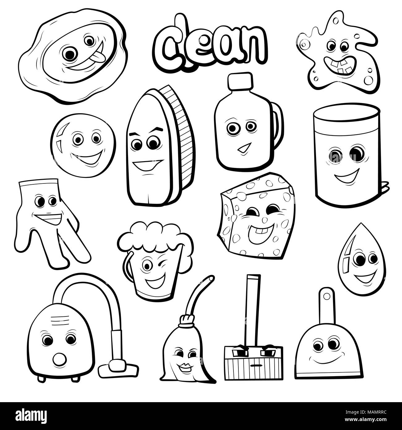 Articles mignon pour le nettoyage. Illustration de Vecteur