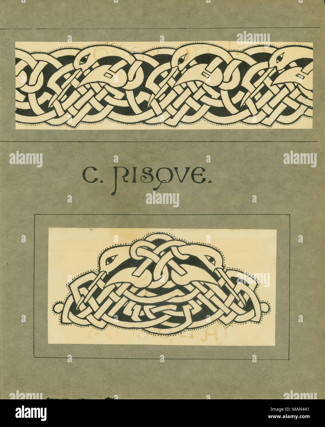 Frontière Celtique et la queue-pièces conçoit par Caroline Risque, page 2. Titre:Le tour de potier, Volume 3, Numéro 3, page 26, janvier 1907 . Janvier 1907. Risque, Caroline, 1883-1952 Banque D'Images