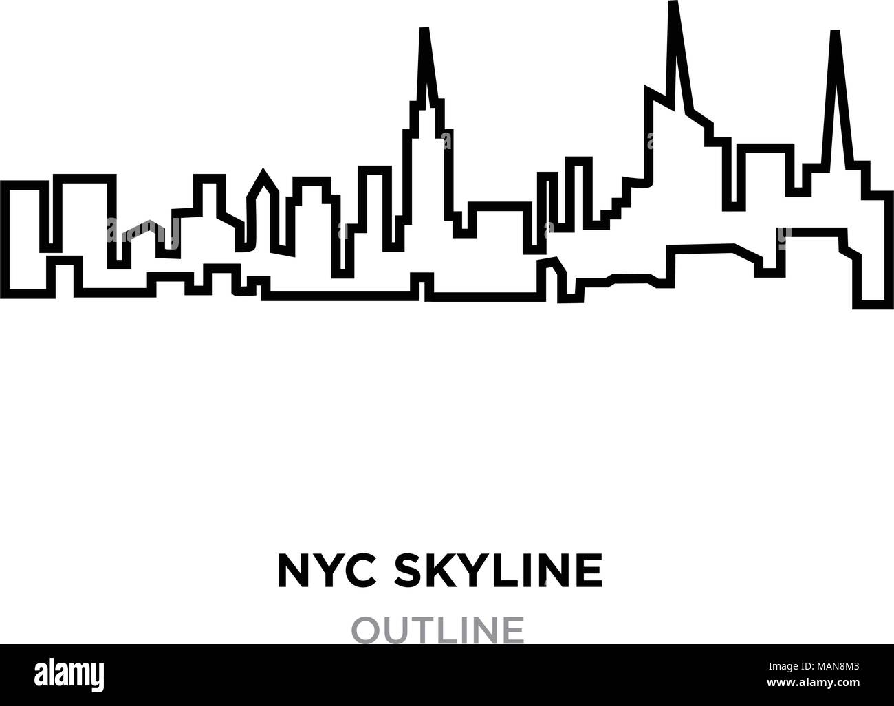 Nyc skyline contours sur fond blanc, vector illustration Illustration de Vecteur