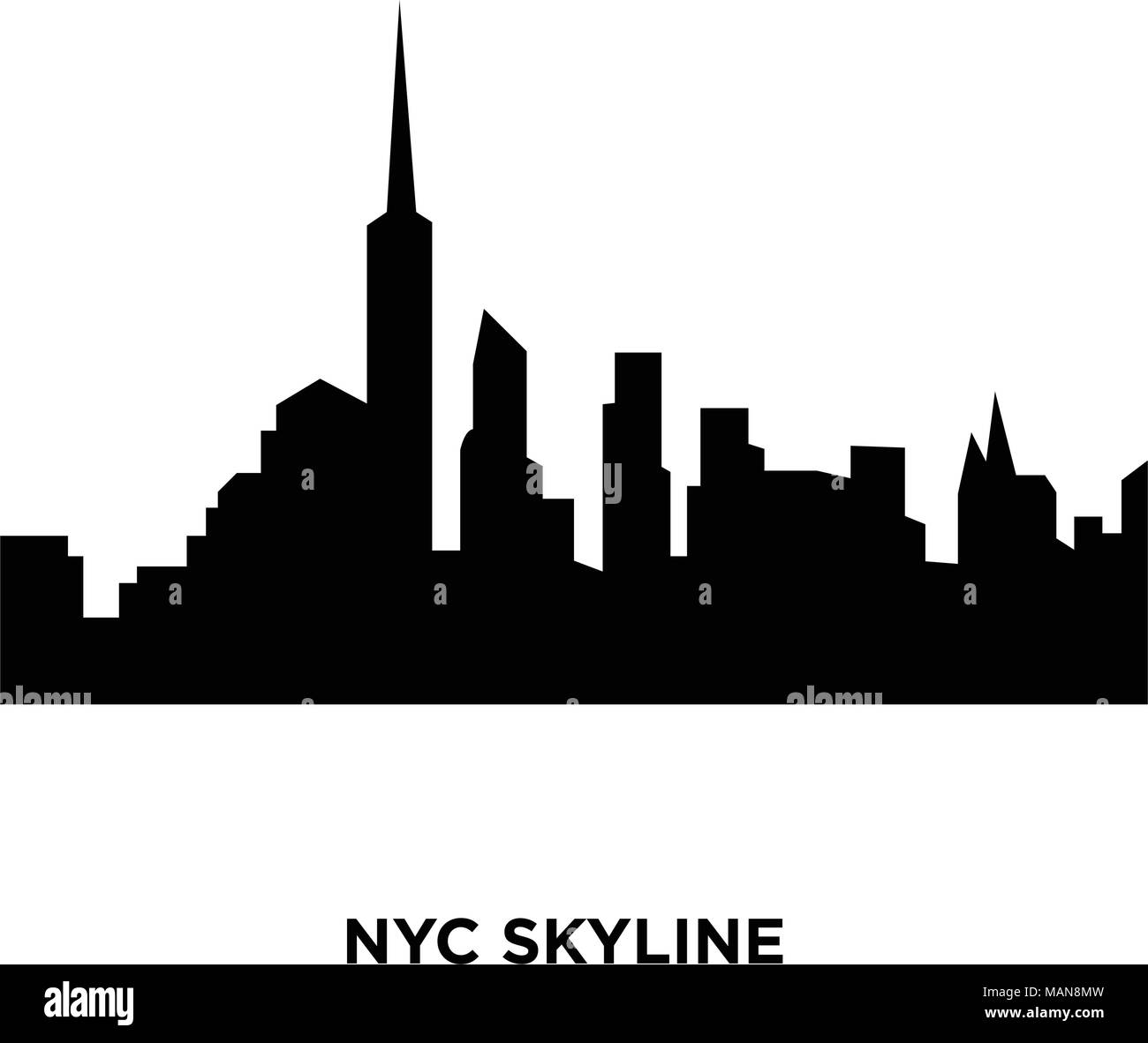 Nyc skyline silhouette sur fond blanc, vector illustration Illustration de Vecteur