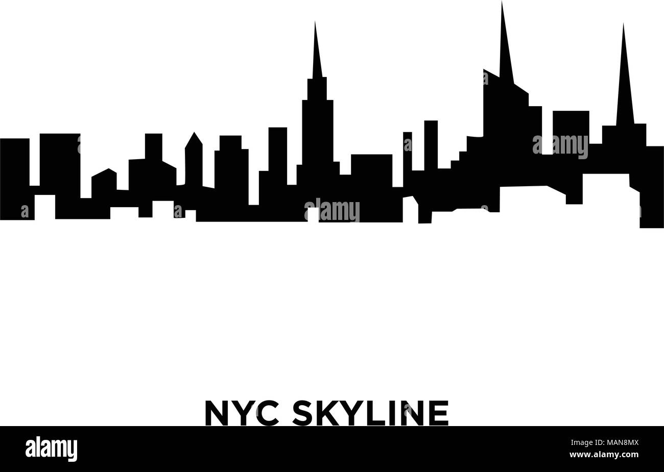 Nyc skyline silhouette sur fond blanc, vector illustration Illustration de Vecteur