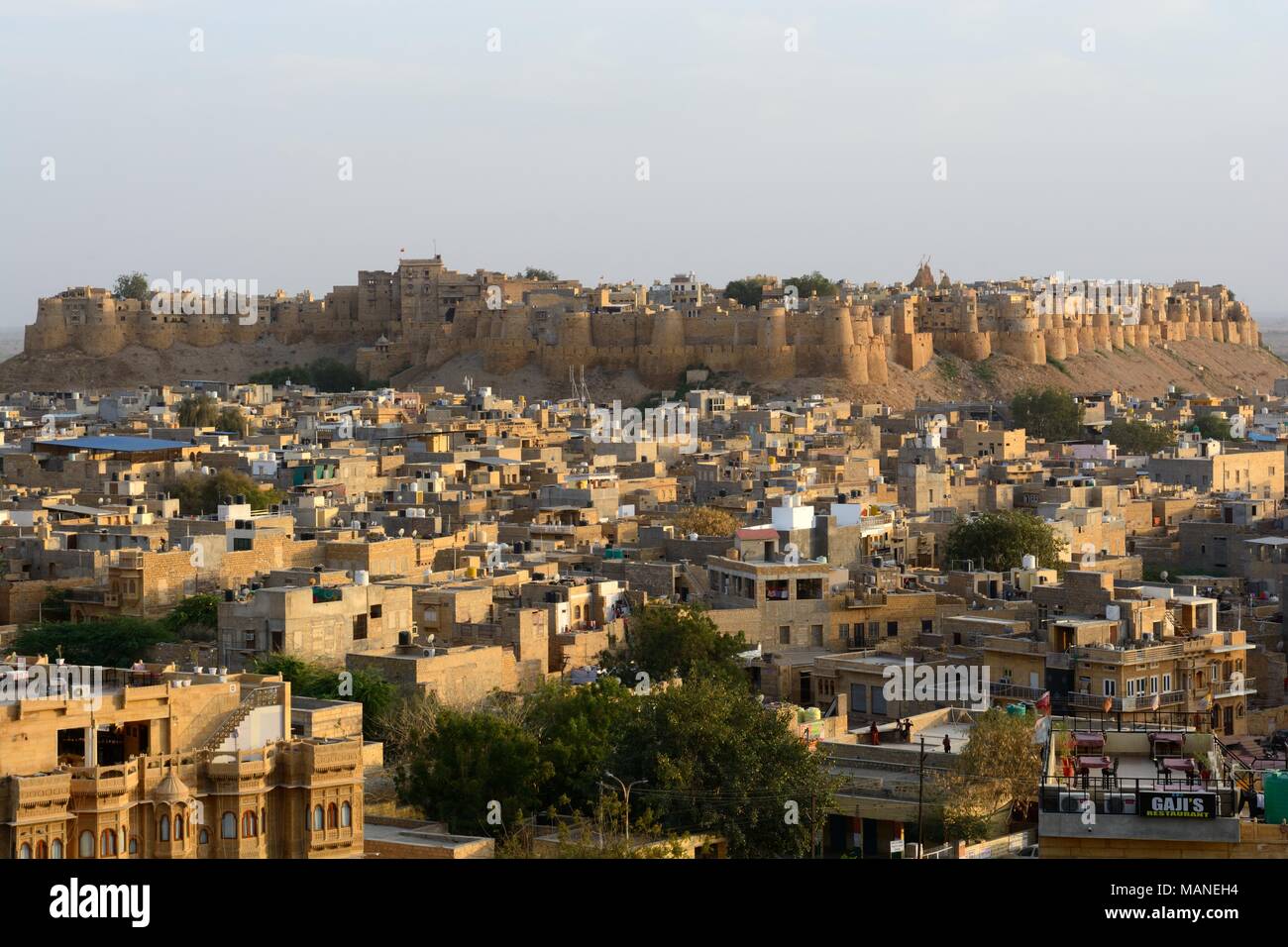 Soleil sur Fort Jaisalmer et Ville La Ville Dorée Rajashan Inde Banque D'Images