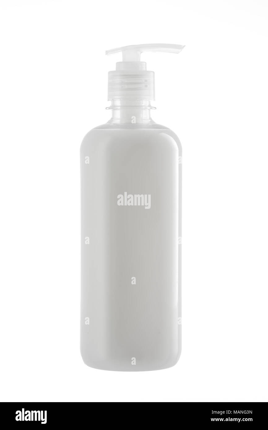 Bouteille de savon liquide naturel isolé sur fond blanc Banque D'Images
