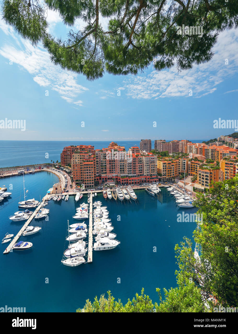 Vue panoramique de yachts de luxe dans le port de Monaco Banque D'Images