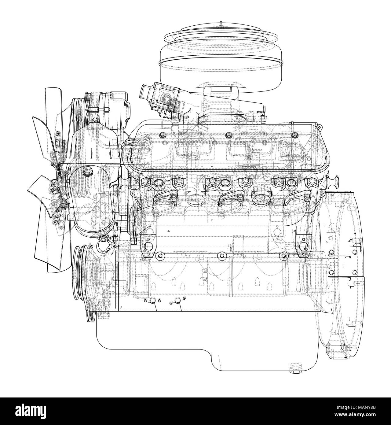 Dessin technique moteur Banque d'images noir et blanc - Alamy