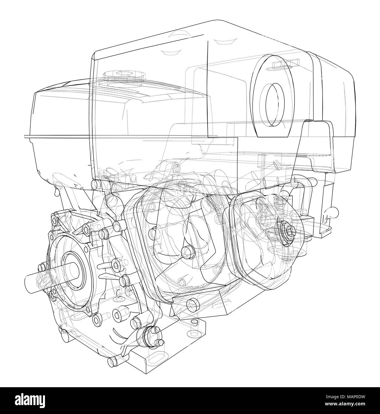 Dessin technique moteur Banque d'images noir et blanc - Alamy
