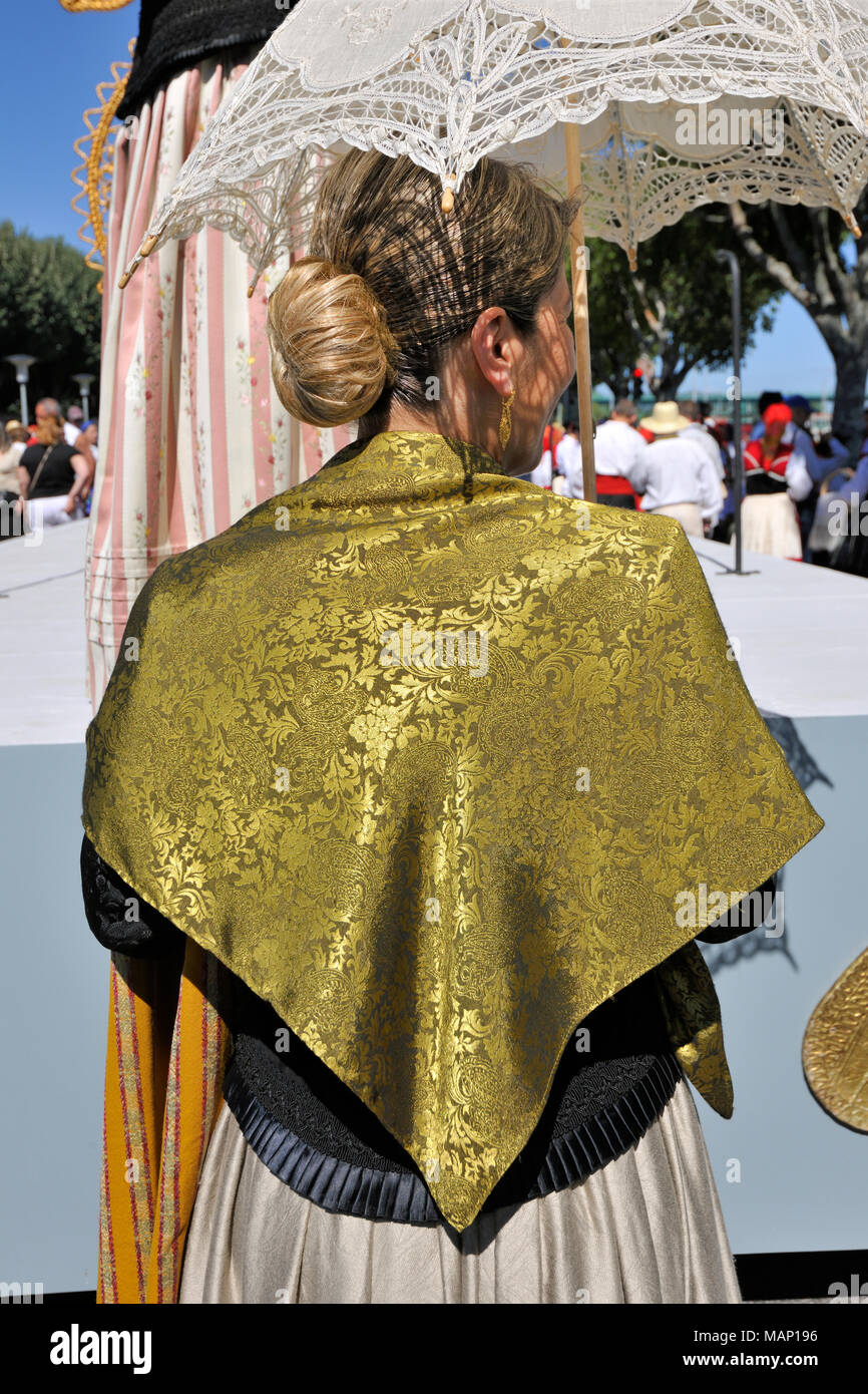 Costume traditionnel de Minho. Notre Dame de l'agonie des festivités, la plus grande fête traditionnelle au Portugal. Viana do Castelo. Banque D'Images