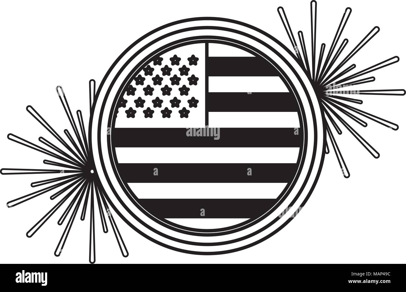 Drapeau américain sur le bouton à l'aide d'artifice vector illustration Illustration de Vecteur