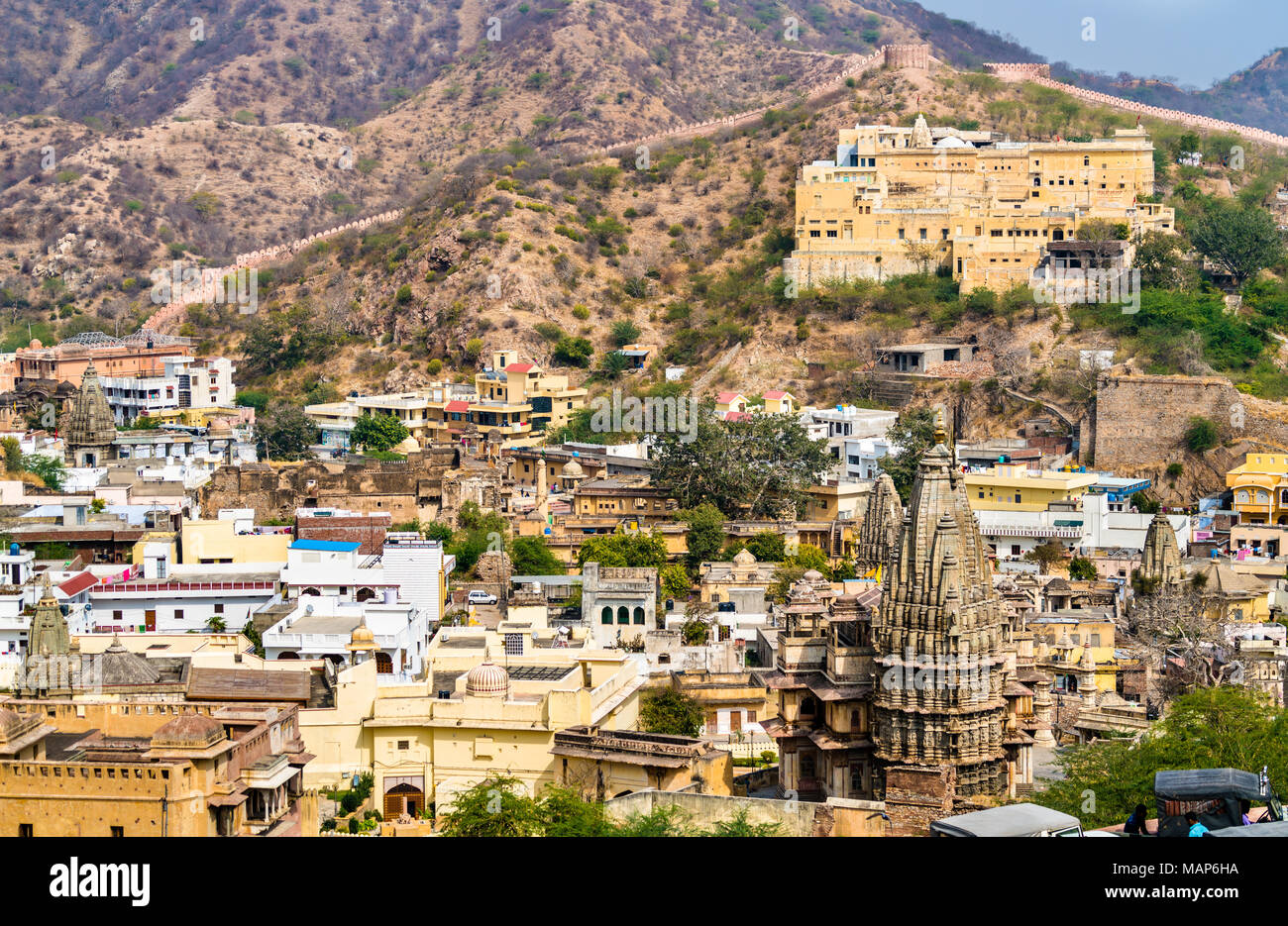 Temples en Amer ville près de Jaipur, Inde Banque D'Images