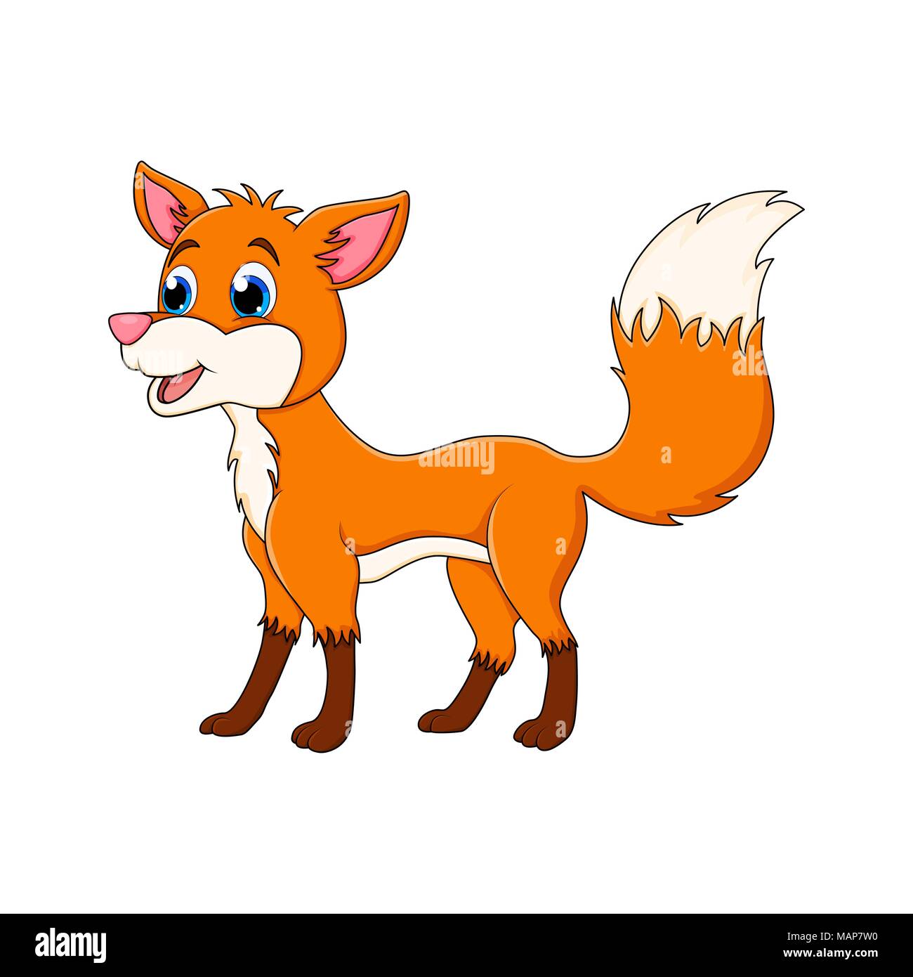 Cartoon animal fox isolé sur fond blanc Illustration de Vecteur