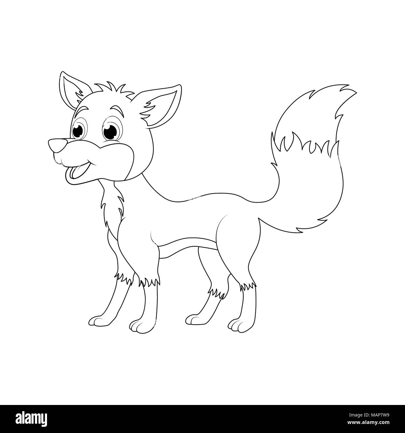 Cartoon fox contours isolé sur fond blanc Illustration de Vecteur