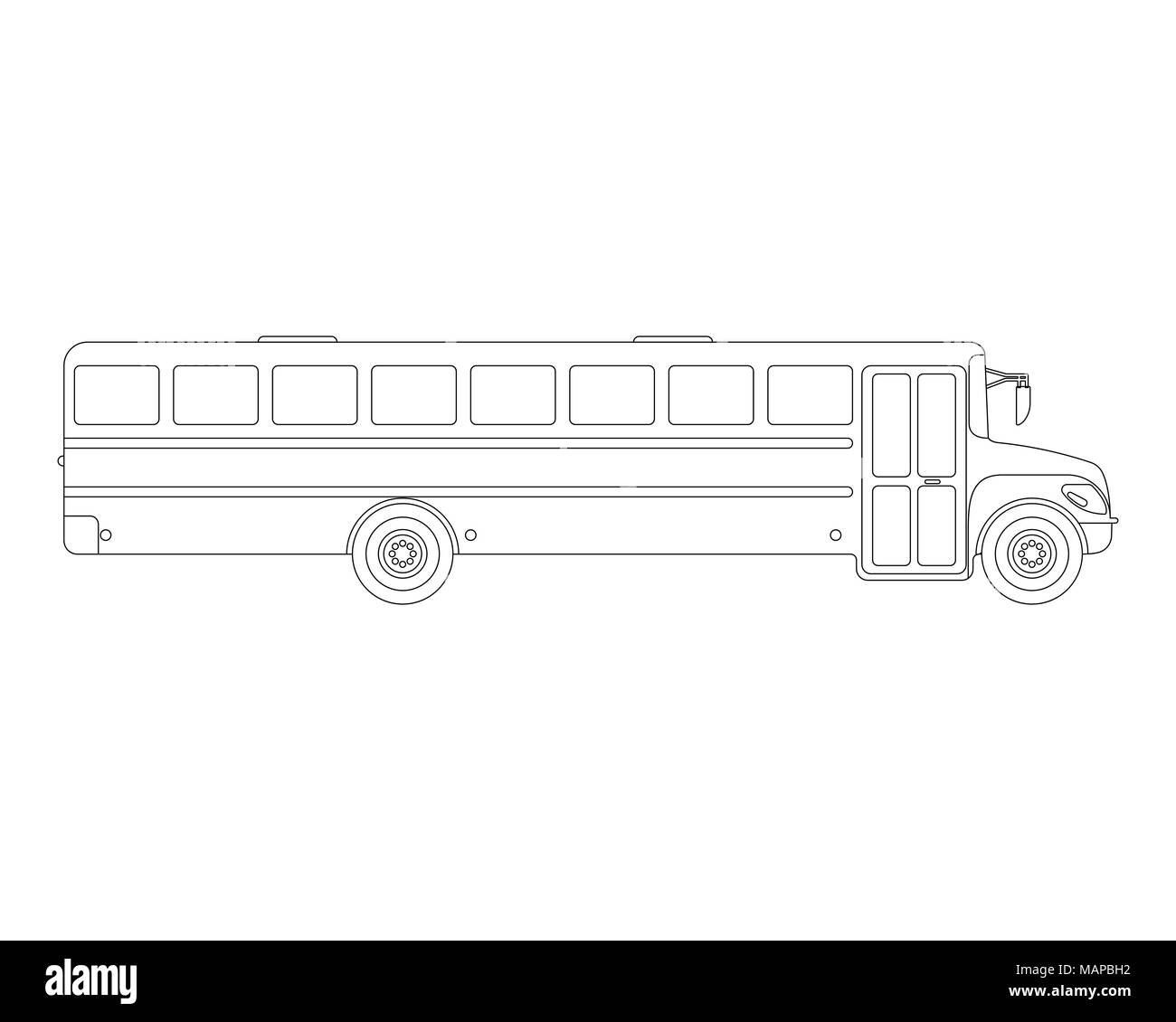 School Bus télévision d'icône et de logo. Contours Vector illustration. Illustration de Vecteur