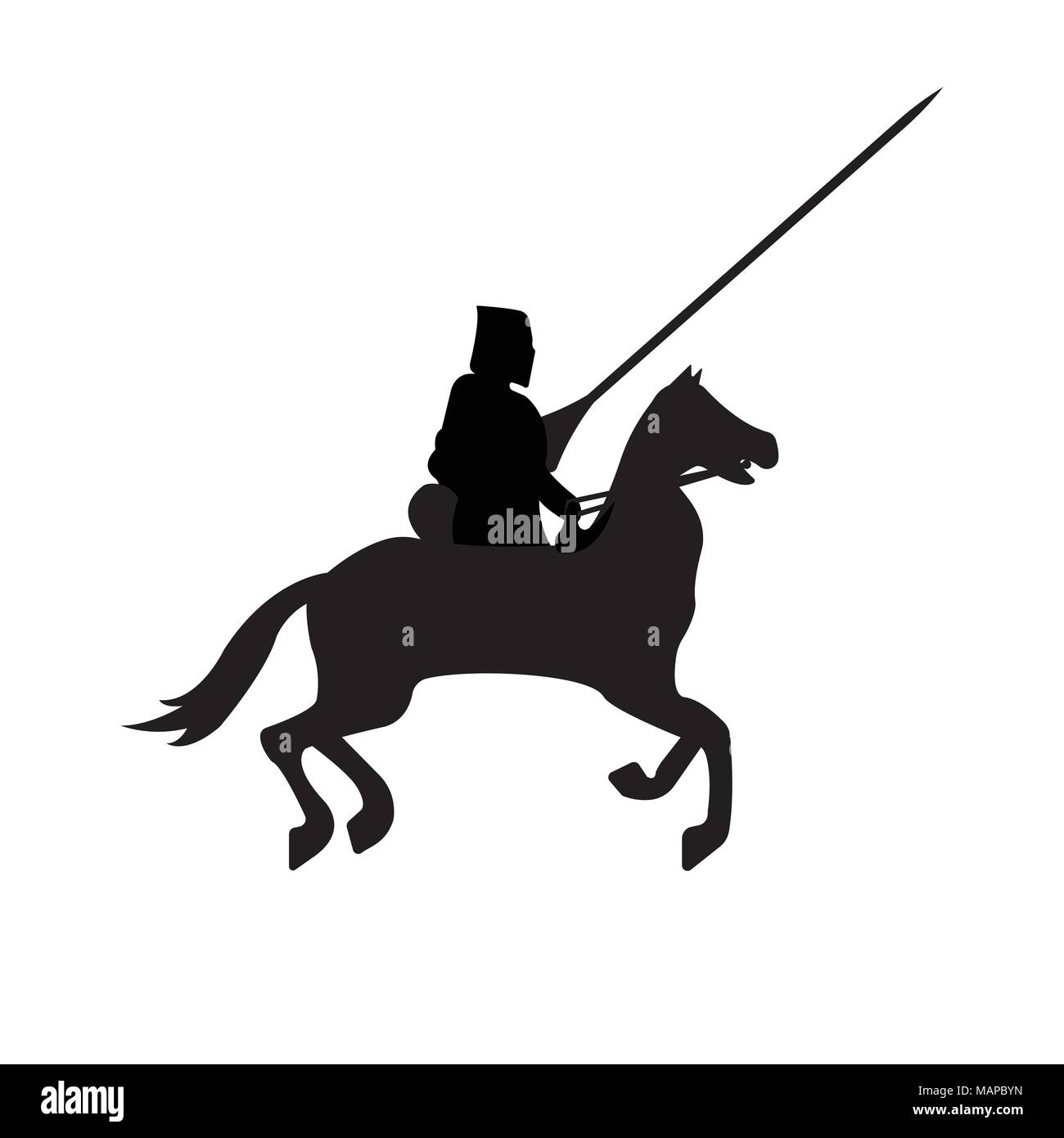 Knight Warrior Silhouette sur fond blanc. Vector illustration isolé. Illustration de Vecteur