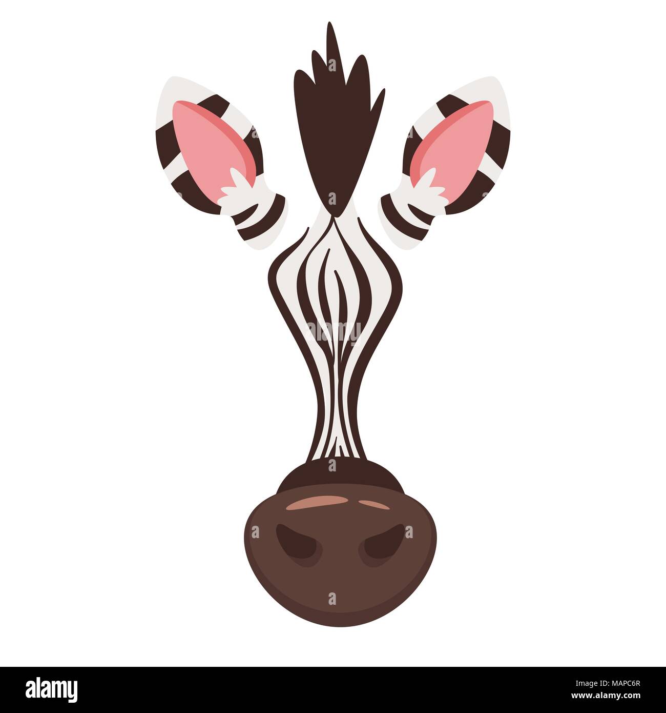 Vector cartoon style zèbre animal ou élément visage masque de carnaval. Élément de décoration pour votre photo et video chat selfies filtre. Les oreilles, le nez et la fourrure. Illustration de Vecteur